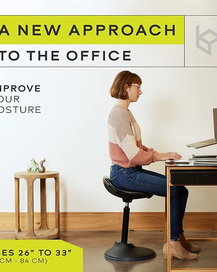 bonVIVO Standing Desk Chair - Ergonomic Chair for Tall Office Desks w/Back Support and Handles for Posture and Balance - Work from Home High Stool - Khaki - LeafyLoom