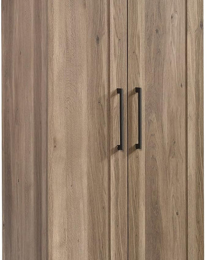 Sauder Graham Hill Desk and HomePlus Storage Cabinet Bundle, Salt Oak Finish - LeafyLoom