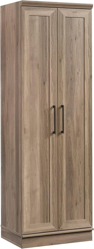 Sauder Graham Hill Desk and HomePlus Storage Cabinet Bundle, Salt Oak Finish - LeafyLoom