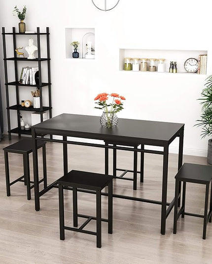 DKLGG Dinner Table Set for 4, Modern Kitchen Table and Chairs for 4 Wooden Top and Adjustable Metal Legs, Small Dining Room Table Set 5 Pieces Compact Design for Small Space - LeafyLoom