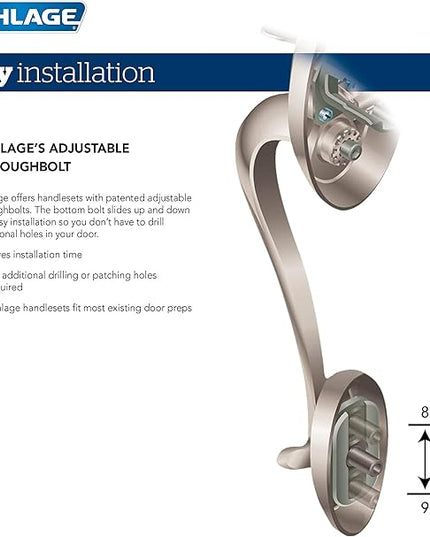 Schlage Encode Wi-Fi Smart Lock with Century Handleset Entry Set for Front Door, Satin Nickel SchlageLockCompany