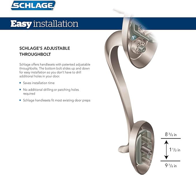 Schlage Encode Wi-Fi Smart Lock with Century Handleset Entry Set for Front Door, Satin Nickel SchlageLockCompany