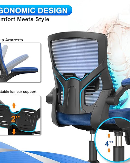 Office Chair, High Back Desk Chair Adjustable Height and Ergonomic Design Home Office Computer Chair Executive Lumbar Support Padded Flip-up Armrest Swivel Task Chair - LeafyLoom