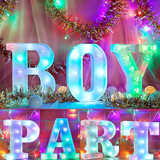 Light Up Letters Letter Lights - Colorful LED Letters Lights Alphabet for Romantic Valentines Day Night Lights Wedding Birthday Party Home Bar Decor- (Colorful U) - LeafyLoom