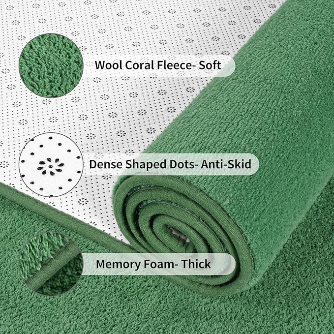 Area Rugs for Bedroom Living Room, 5x8 Green Super Soft Comfy Thickened Memory-Foam Indoor Carpets, Modern Aesthetic Minimalist Carpet for Boys Girls Adults Apartment Nursery Home Décor - LeafyLoom