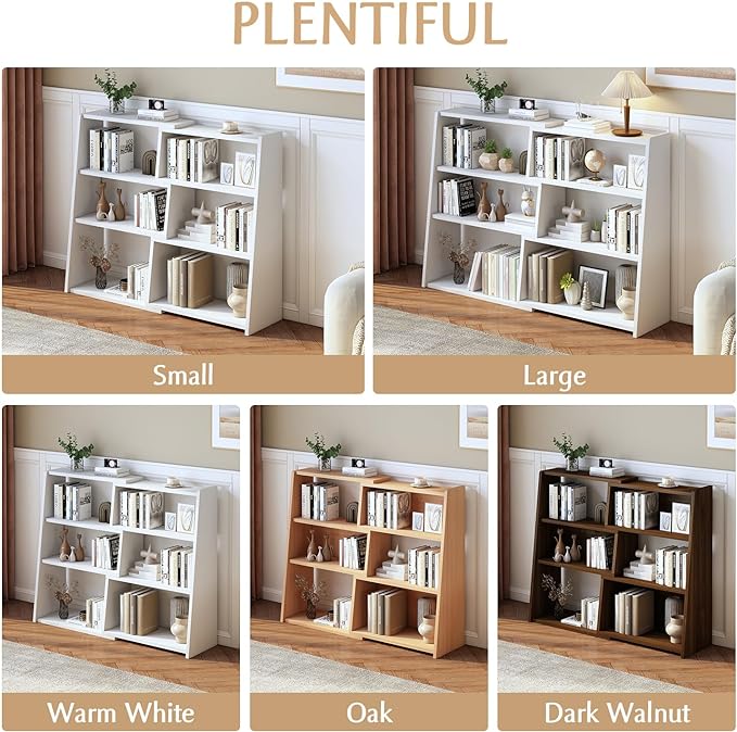IOTXY Wooden Extendable Shelf Bookcase - 3-Tier Ladder Low Short Bookshelf for Small Space or Corner, Dark Walnut, S - LeafyLoom