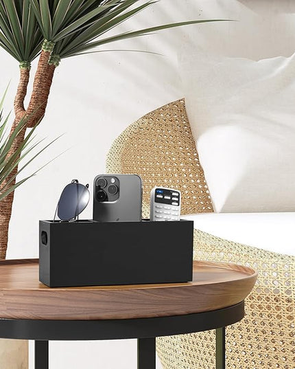 TV Remote Holder, Wall Remote Control Holder, 3 Slots Remote Caddy Wall Mount, Wooden TV Remote Wall Holder, Wall Pen Holder, Black - LeafyLoom