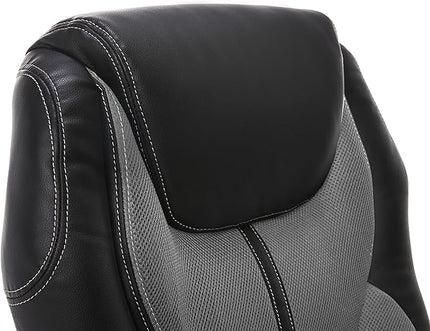 Serta Executive Office Padded Arms, Adjustable Ergonomic Gaming Desk Chair with Lumbar Support, Faux Leather and Mesh, Gray/Black - LeafyLoom