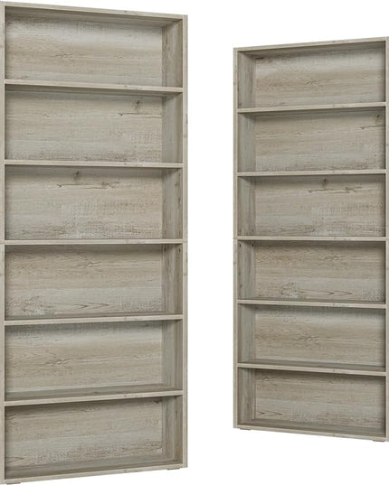 IRONCK Bookshelves and Bookcases Set of 2 Floor Standing 6 Tier Display Storage Shelves 70in Tall Bookcase Home Decor Furniture for Home Office, Living Room - LeafyLoom