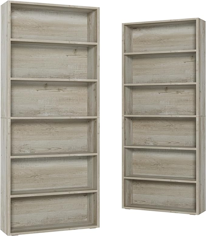 IRONCK Bookshelves and Bookcases Set of 2 Floor Standing 6 Tier Display Storage Shelves 70in Tall Bookcase Home Decor Furniture for Home Office, Living Room - LeafyLoom