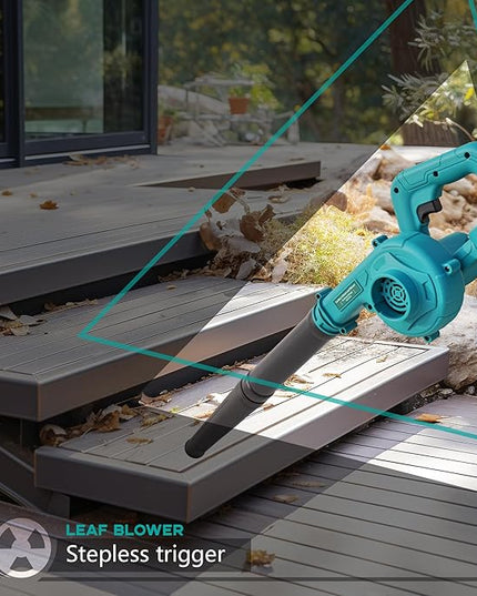 Yard Blowers Battery Powered Cordless Air Blower Battery Operated Blowers for Lawn Care Sopladora De Hojas Lawn Blower +Lengthen Tube(Naked Tool,No Battery Included) - LeafyLoom