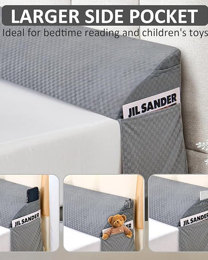 Wedge Pillow for Headboard - Queen Size Bed Wedge Pillow Headboard, Bed Wedge Gap Filler, Pillow Wedge for Headboard Gap - Fill The Gap (0-8") Between Headboard and Mattress (60"x10"x6") - LeafyLoom