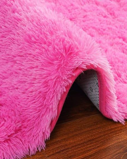 Softlife Ultra Soft Fluffy Area Rugs for Bedroom, Girls and Boys Room Kids Room Nursery Large Rug, 5.3 x 7.6 Feet Shaggy Fur Indoor Plush Modern Floor Carpet for Living Room Christmas Decor, Hot Pink - LeafyLoom