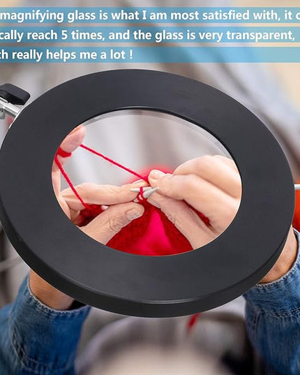 LED Magnifying Lamp with Clamp, 10X Real Glass Lens, 3 Color Modes and Stepless Dimmable Magnifier Desk Lamp,Adjustable Swivel Arm Lighted Magnifying Glass for Repair Craft Close Work-Black - LeafyLoom