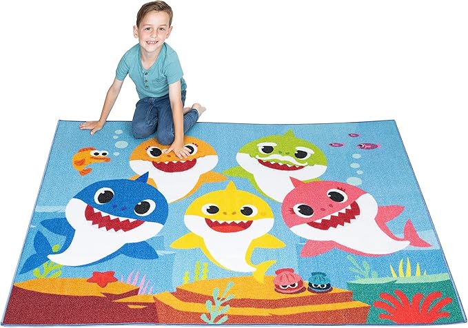 Franco Kids Room Non Slip Area Rug, 69 in x 52 in, Baby Shark - LeafyLoom