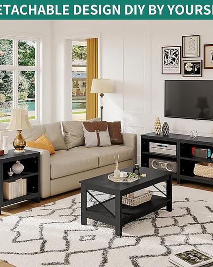 YITAHOME Modern TV Stand for TV up to 80/75/70/65 Inch, Classic Detachable 6 Cubby Media Entertainment Center Console Table with 6 Open Storage Shelves & Cabinets for Living Room, 69'', Black - LeafyLoom