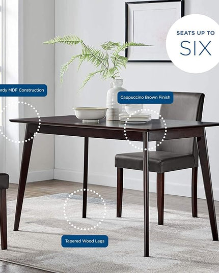 Modway Oracle 47" Rectangle Dining Table, Cappuccino - LeafyLoom