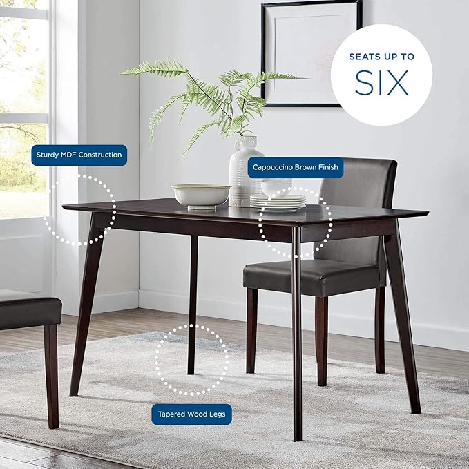 Modway Oracle 47" Rectangle Dining Table, Cappuccino - LeafyLoom