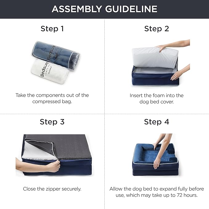 Bedsure Orthopedic Dog Bed for Medium Dogs - Waterproof Dog Sofa Beds Medium, Supportive Foam Pet Couch Bed with Removable Washable Cover, Waterproof Lining and Nonskid Bottom, Navy Blue BEDSURE