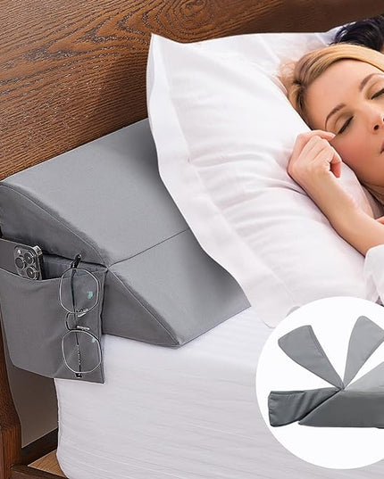 Limthe Twin Bed Wedge Pillow Stopper,Bed Gap Filler (0-7"),Headboard Pillow,Mattress Gap Cover,Adjustable Foam Wedge Pillow Fill Gap Between Headboard/Wall and Mattress, (Grey 39"x10"x6") - LeafyLoom