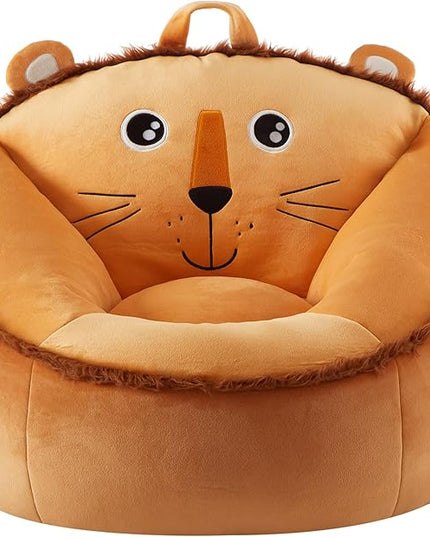 Heritage Kids Micromink Squishy Bean Bag Chair for Kids Ages 3+, Figural Lion - LeafyLoom
