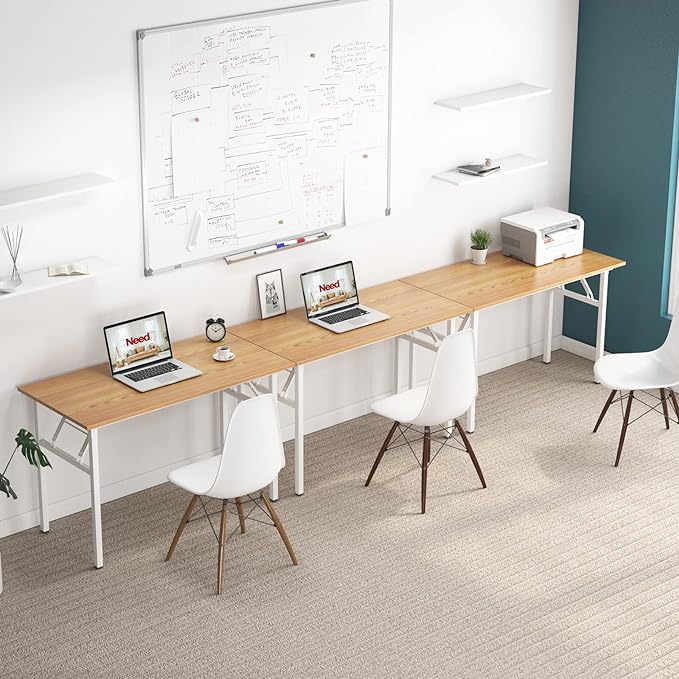 Need Office Computer Desk - 47.2L Sturdy and Heavy Duty Folding Laptop Table,Writing Table/Home Office Desk/Sewing Table,No Assembly Required,Teak&White AC5BW-120-ND - LeafyLoom