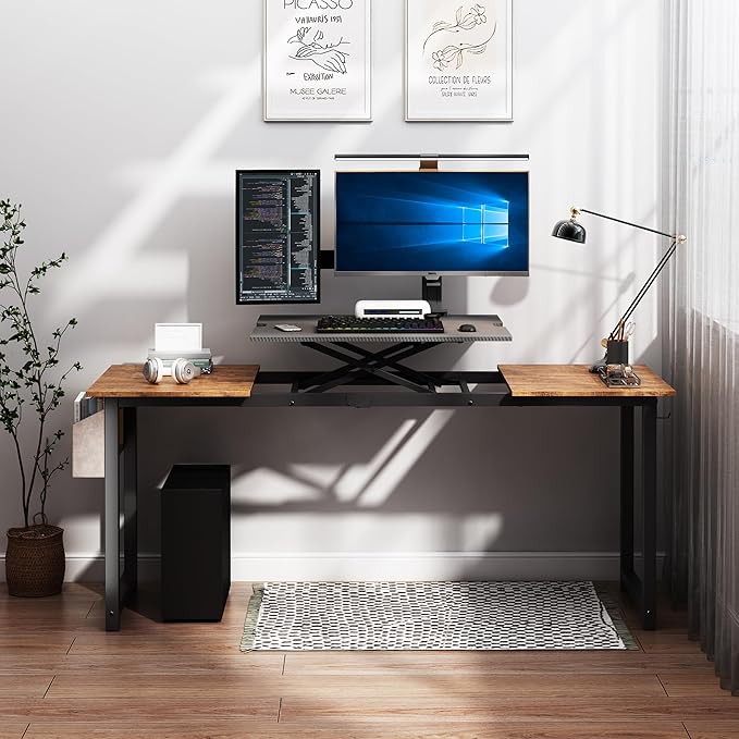 Adjustable Height Standing Desk Whole Piece 71x23 Inch Desktop Home Office Computer Workstation Sit Stand up Desk(71inch)… - LeafyLoom