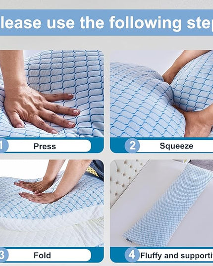 Gehannah Body Pillow for Adults - Shredded Memory Foam & Zippered Cooling Cover - Long Pillow for Sleeping - Bed Pillows for Side Sleeper - LeafyLoom