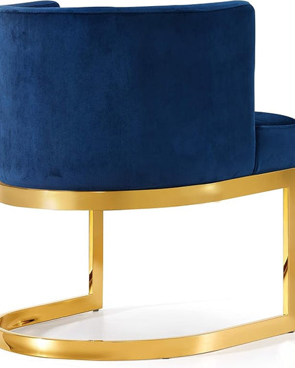 Meridian Furniture Gianna Collection Modern | Contemporary Velvet Upholstered Dining Chair with Polished Gold Metal Frame, 24" W x 22" D x 29.5" H, Navy - LeafyLoom
