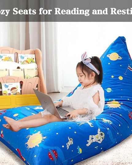 Jorbest Stuffed Animal Storage, Soccer Stuffed Animal Bean Bag Storage, Bean Bag Chair Cover for Kids, Luxury Velvet Stuffie Seat - Cover ONLY (200L/52 Gal) - LeafyLoom