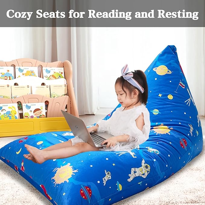 Jorbest Stuffed Animal Storage, Soccer Stuffed Animal Bean Bag Storage, Bean Bag Chair Cover for Kids, Luxury Velvet Stuffie Seat - Cover ONLY (200L/52 Gal) - LeafyLoom