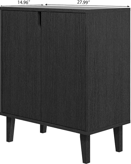 Panana 2 Door Kitchen Buffet Storage Cabinet Accent Console Table for Kitchen Dining Living Room Hallway Office (Black) - LeafyLoom