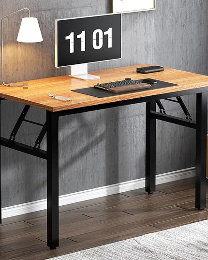 Need 39.4 inches Computer Desk for Small Space Small Folding Table Small Writing Desk Compact Desk Foldable Desk with BIFMA Certification, No Install Needed, Teak - LeafyLoom