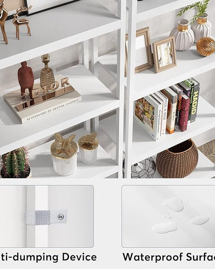 Tribesigns 4-Tier Open Bookshelf, 70.8" Industrial Wood Bookcase Storage Shelves with Metal Frame, Freestanding Display Rack Tall Shelving Unit for Office, Bedroom, Living Room (White, 1PC) - LeafyLoom