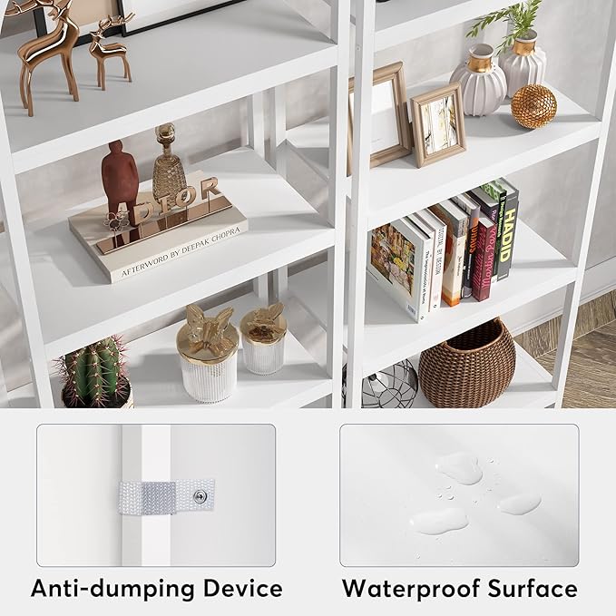 Tribesigns 4-Tier Open Bookshelf, 70.8" Industrial Wood Bookcase Storage Shelves with Metal Frame, Freestanding Display Rack Tall Shelving Unit for Office, Bedroom, Living Room (White, 1PC) - LeafyLoom