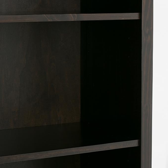 SIMPLIHOME Amherst SOLID WOOD 30 Inch Transitional 5 Shelf Bookcase in Hickory Brown, For the Living Room, Study Room and Office - LeafyLoom
