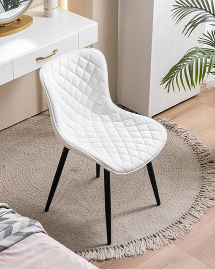 Kidol & Shellder Dining Chairs Set of 2 Modern Upholstered Dining Chair Leather Armless Kitchen and Dining Room Chairs White, Loads up to 300lbs - LeafyLoom