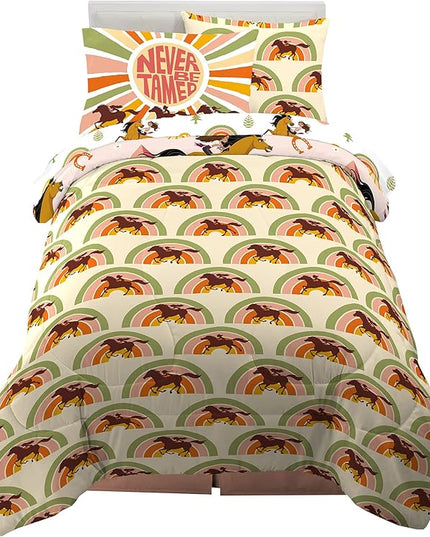 Franco Kids Bedding Super Soft Comforter and Sheet Set with Sham, 5 Piece Twin Size, Spirit Riding Free - LeafyLoom