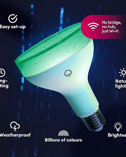 LIFX Color, 1100 lumens BR30 E26, 2.4GHz Wi-Fi Smart LED Light Bulb, Billions of Colors and Whites, No Bridge Required, Works with Alexa, Hey Google, HomeKit and Siri, Multicolor (Pack of 2) LIFX