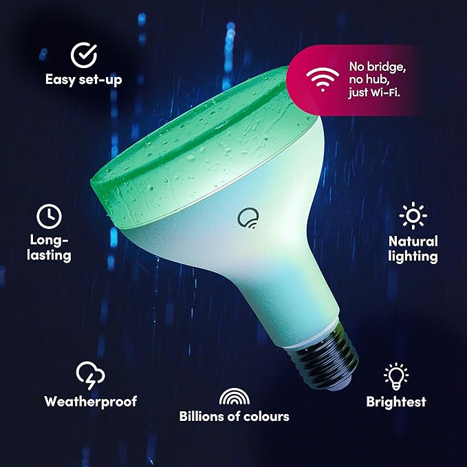 LIFX Color, 1100 lumens BR30 E26, 2.4GHz Wi-Fi Smart LED Light Bulb, Billions of Colors and Whites, No Bridge Required, Works with Alexa, Hey Google, HomeKit and Siri, Multicolor (Pack of 2) LIFX
