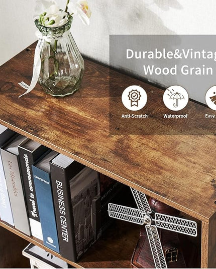 oneinmil 6 Tier Bookshelf and Bookcase Set of 2,Wooden Bookshelves with Cabinet Doors, Floor Bookshelves and Office Storage Cabinets for Home Office, Living Room,Brown - LeafyLoom