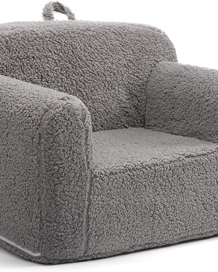 ALIMORDEN Kids Ultra-Soft Snuggle Foam Filled Chair, Toddler Cuddly Sherpa Reading Couch for Boys and Girls, Grey - LeafyLoom