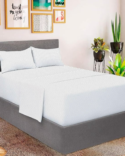 Mellanni Extra Deep Full Sheets - 4 PC Iconic Collection Bedding Sheets & Pillowcases - Hotel Luxury, Ultra Soft, Cooling Bed Sheets - Extra Deep Pocket up to 21 inch (Full, Pinstripe Gray) - LeafyLoom