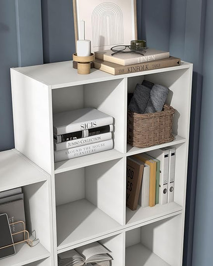Apexa 4 Cube Storage Organizer Shelves, Stackable Wood Bookcase Fits Cubby Bins for Organization, Dorm Teen Room Decor & Home Office, White - LeafyLoom