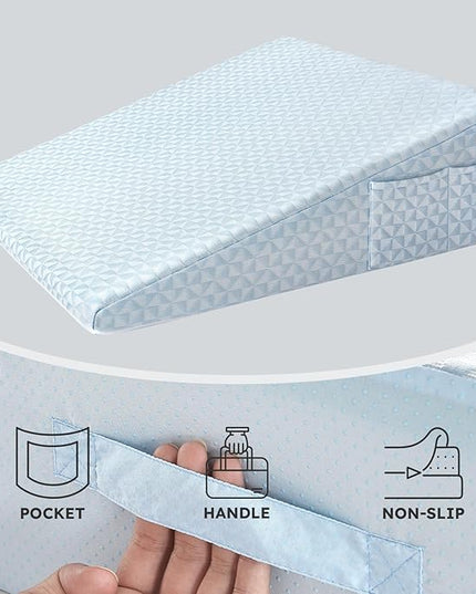 Bed Wedge Pillowcase 7.5“ Wedge Pillow Cover Cooling and Breathable Replacement Cover Blue(Wedge Pillow Cover Only) - LeafyLoom