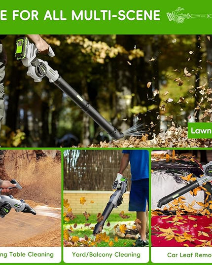 Leaf Blower Cordless - Electric Cordless Leaf Blower with 2 Batteries and Charger, 3 Speed Modes & 3 Blowing Nozzles, 20V Battery Powered Mini Leaf Blowers for Lawn Care, Patio, Indoor - LeafyLoom