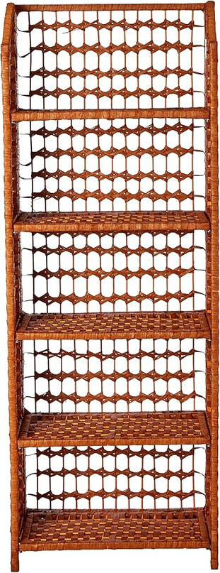 Oriental Furniture 53" Natural Fiber Shelving Unit - Honey - LeafyLoom