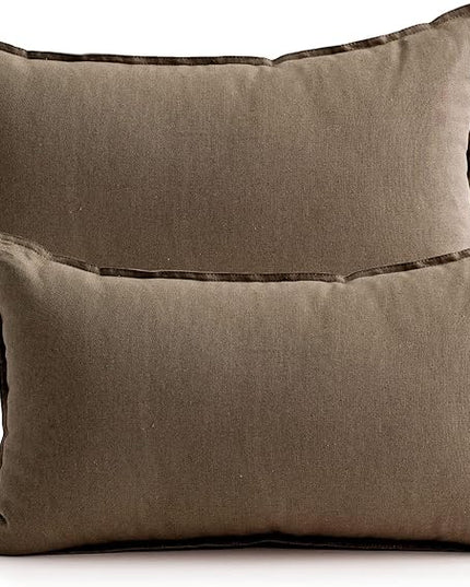 Jeanerlor Natural Cotton Linen Green Decorative 12"x20" Throw Pillow Case Cushion Cover with Twin Needles Stitch on Edge for Lumbar, (30 x 50cm), 2 Pcs, Khaki - LeafyLoom