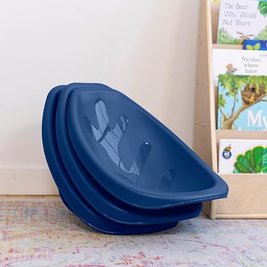 ECR4Kids Leaf Floor Seat, Rocker Chair, Navy, 6-Piece - LeafyLoom