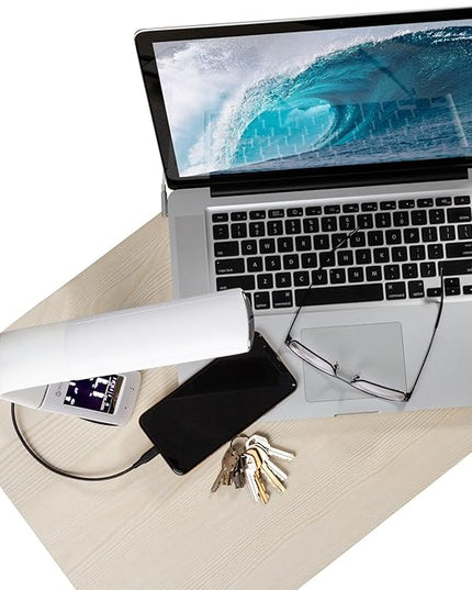 OttLite Thrive LED Sanitizing Desk Lamp with Clock and USB Charging - Eliminates up to 99.9% of Bacteria, Touch Activated, Flexible Neck, Modern Light for Reading, Crafting & Office Desktop - LeafyLoom